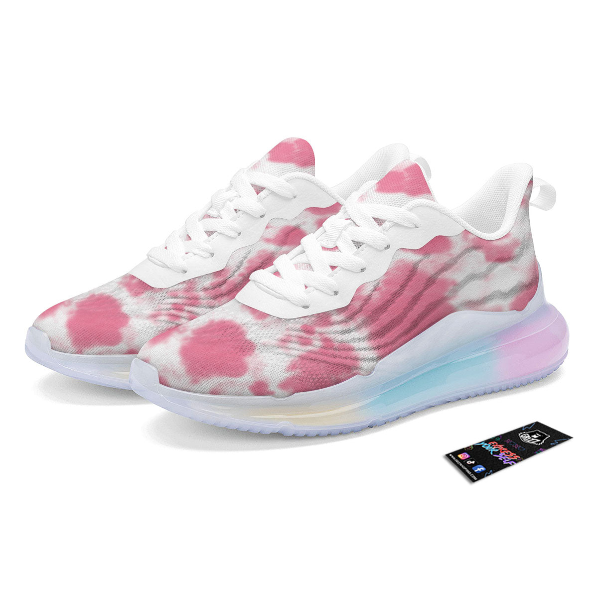 Pink Pastel And White Cow Print Running Sneakers-grizzshop