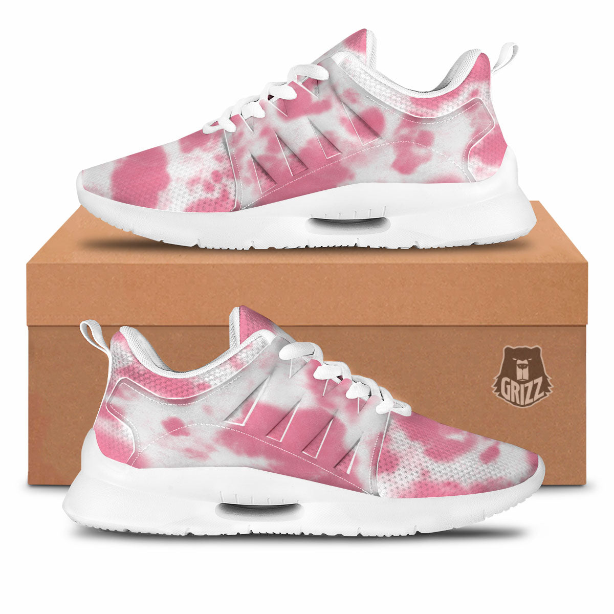 Pink Pastel And White Cow Print Tennis Shoes-grizzshop