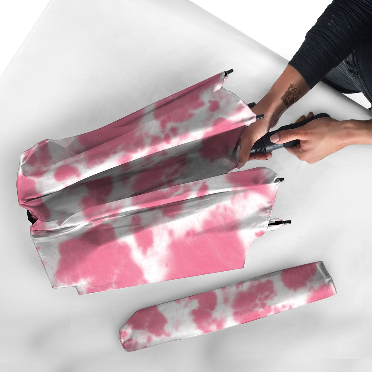 Pink Pastel And White Cow Print Umbrella-grizzshop