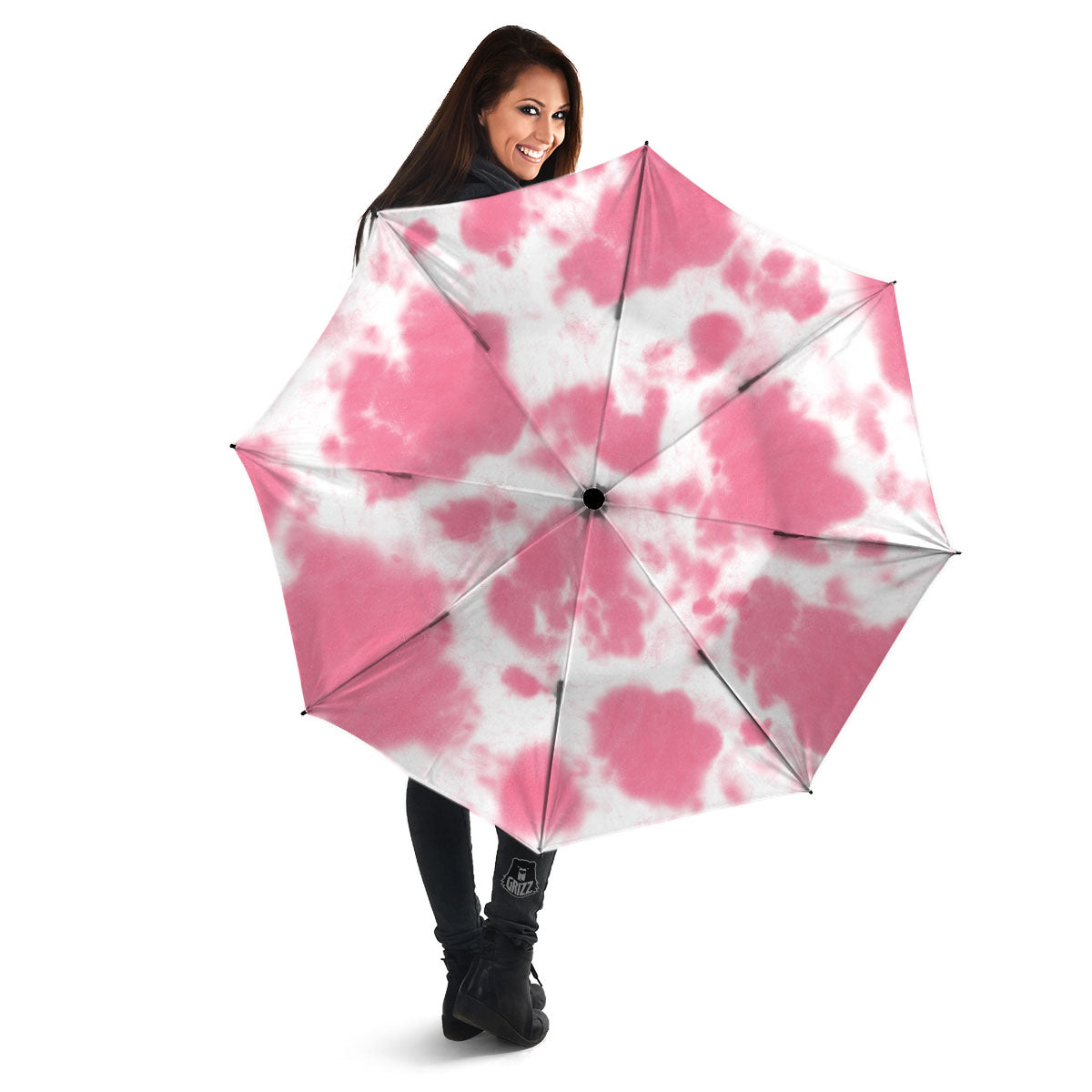 Pink Pastel And White Cow Print Umbrella-grizzshop