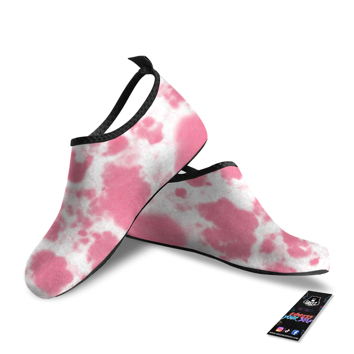 Pink Pastel And White Cow Print Water Shoes-grizzshop