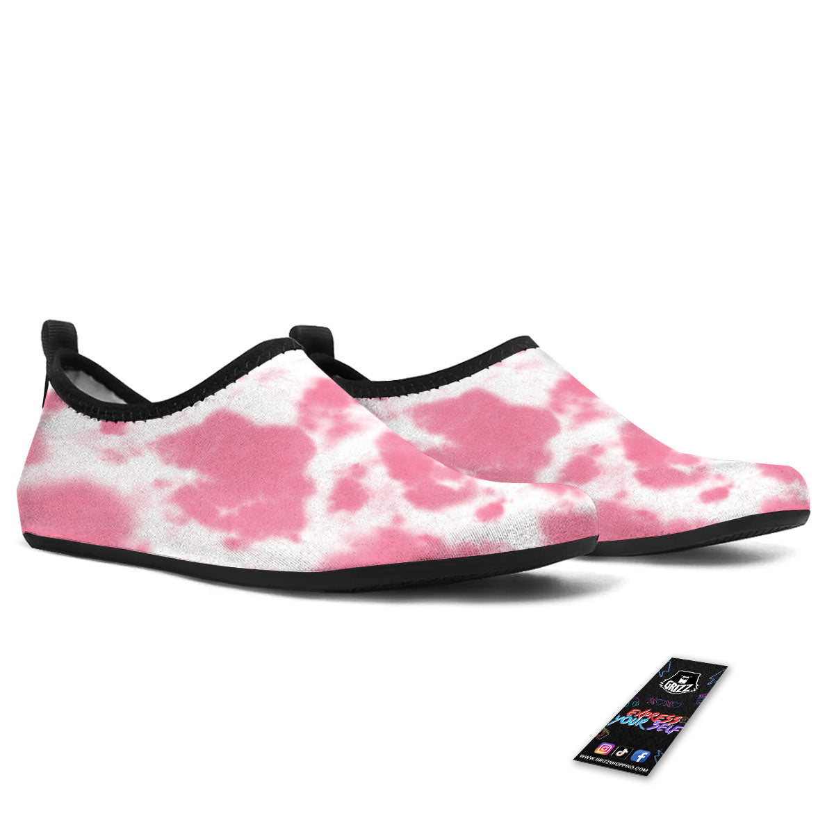 Pink Pastel And White Cow Print Water Shoes-grizzshop