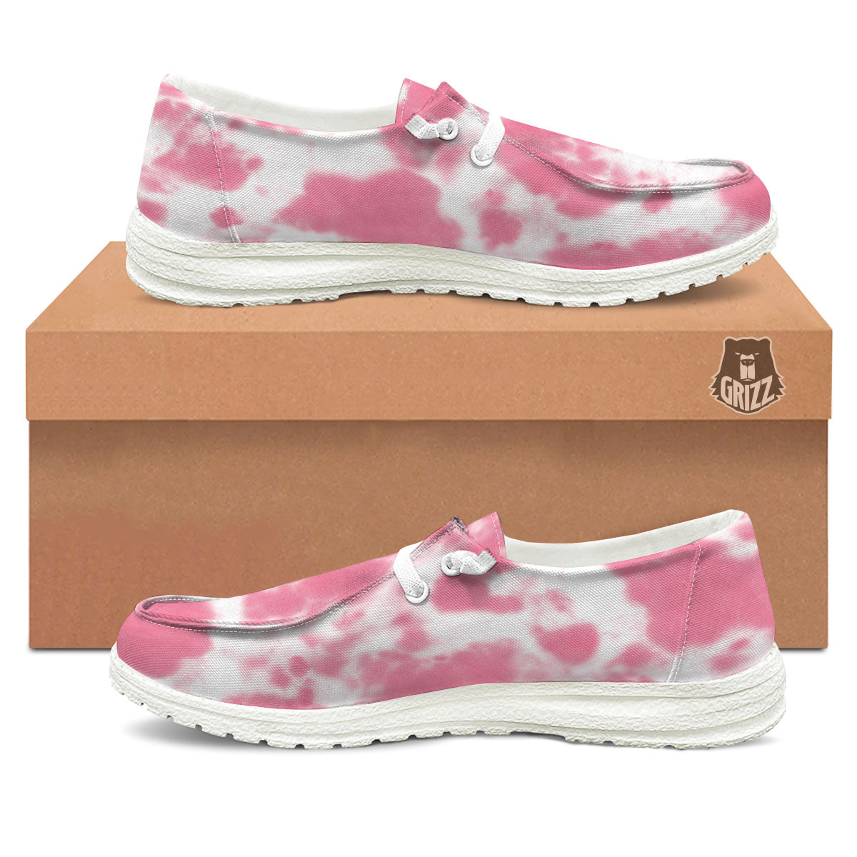 Pink Pastel And White Cow Print White Loafers-grizzshop