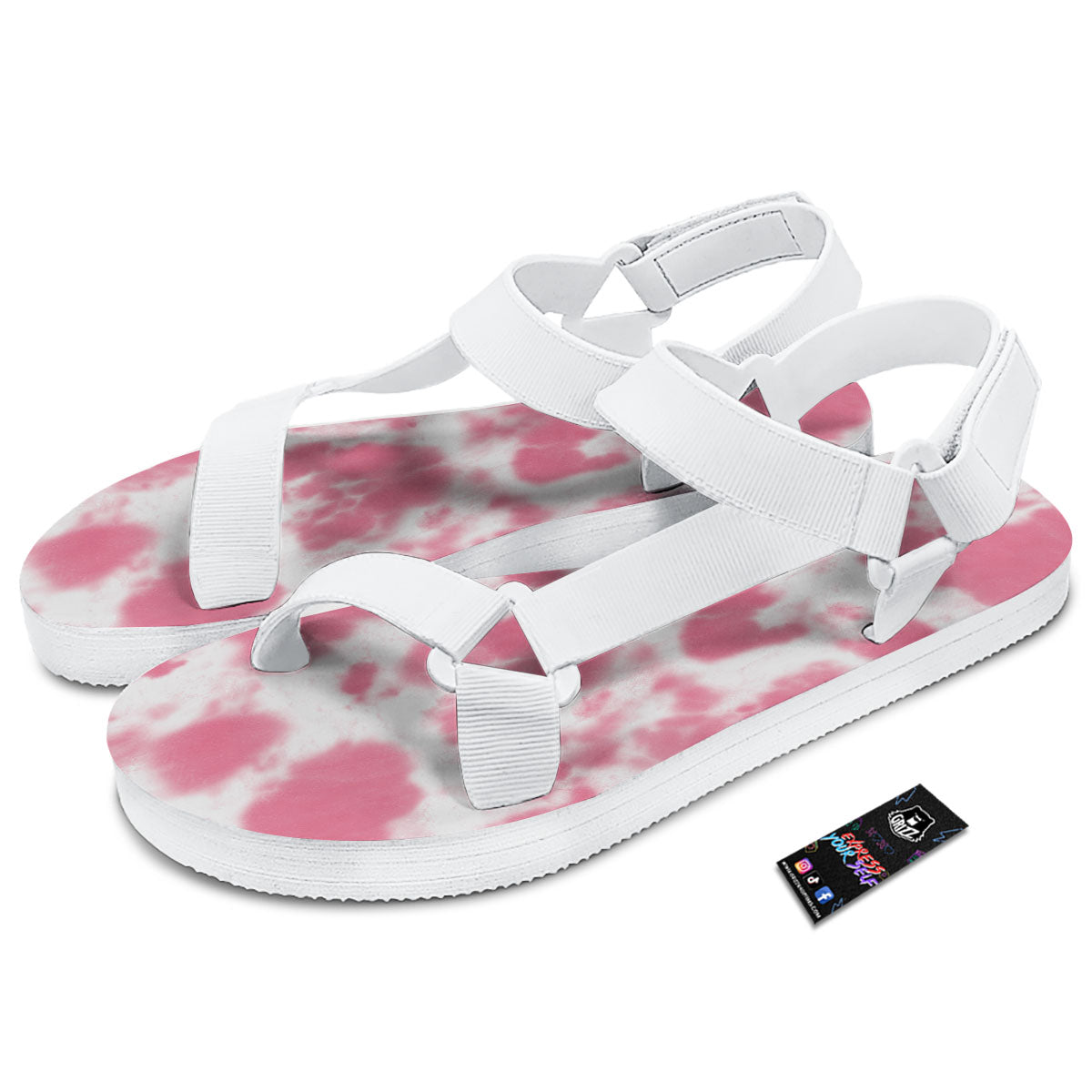 Pink Pastel And White Cow Print White Open Toe Sandals-grizzshop