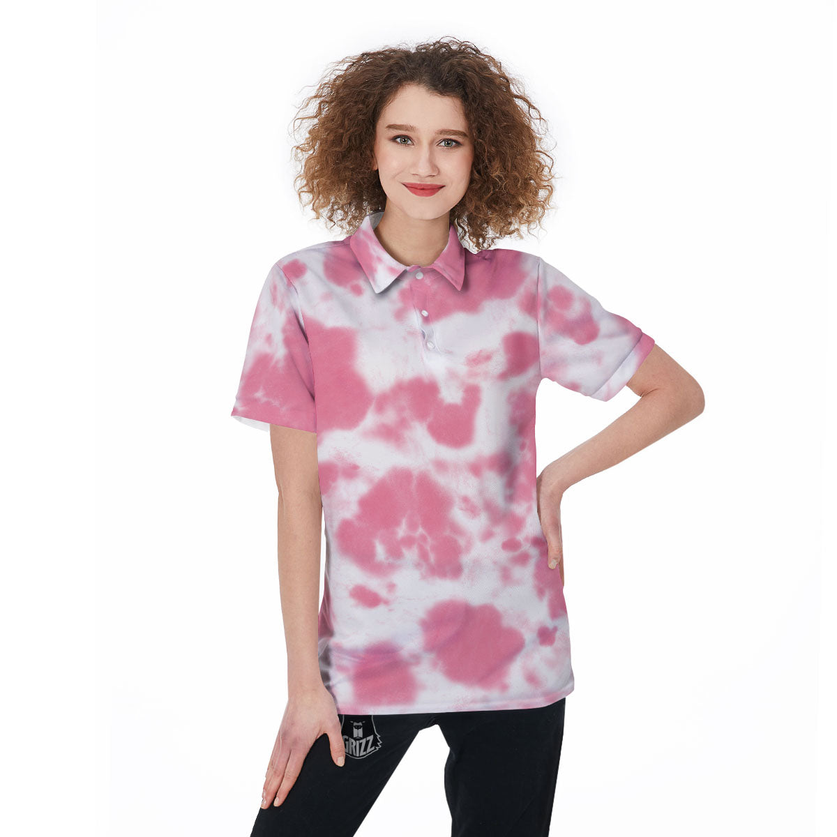 Pink Pastel And White Cow Print Women's Golf Shirts-grizzshop