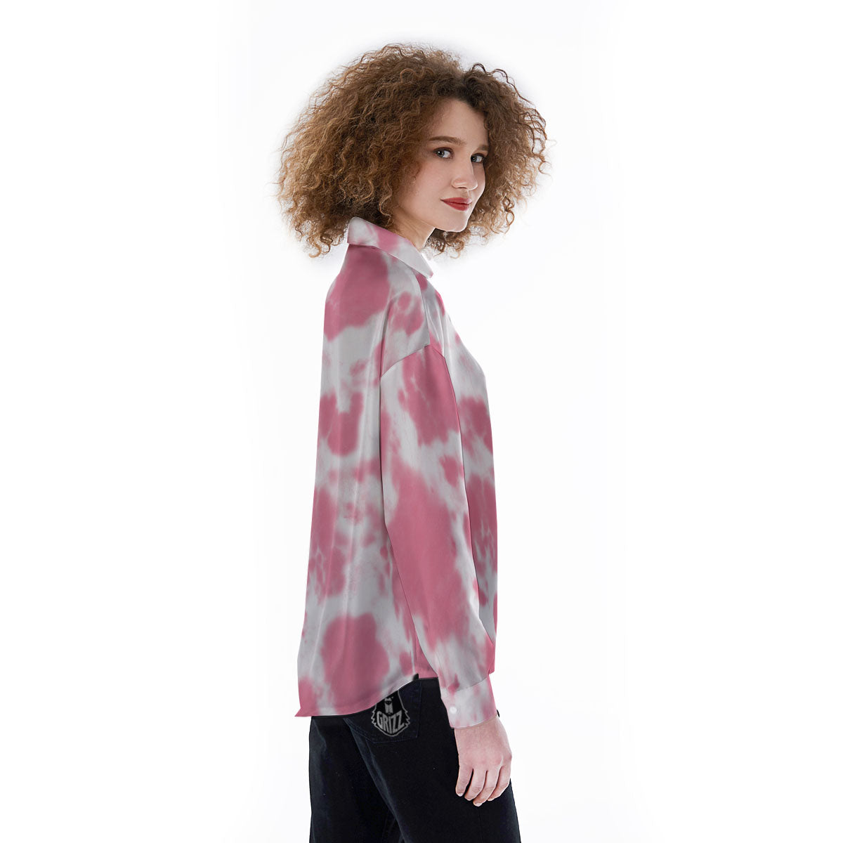 Pink Pastel And White Cow Print Women's Long Sleeve Shirts-grizzshop