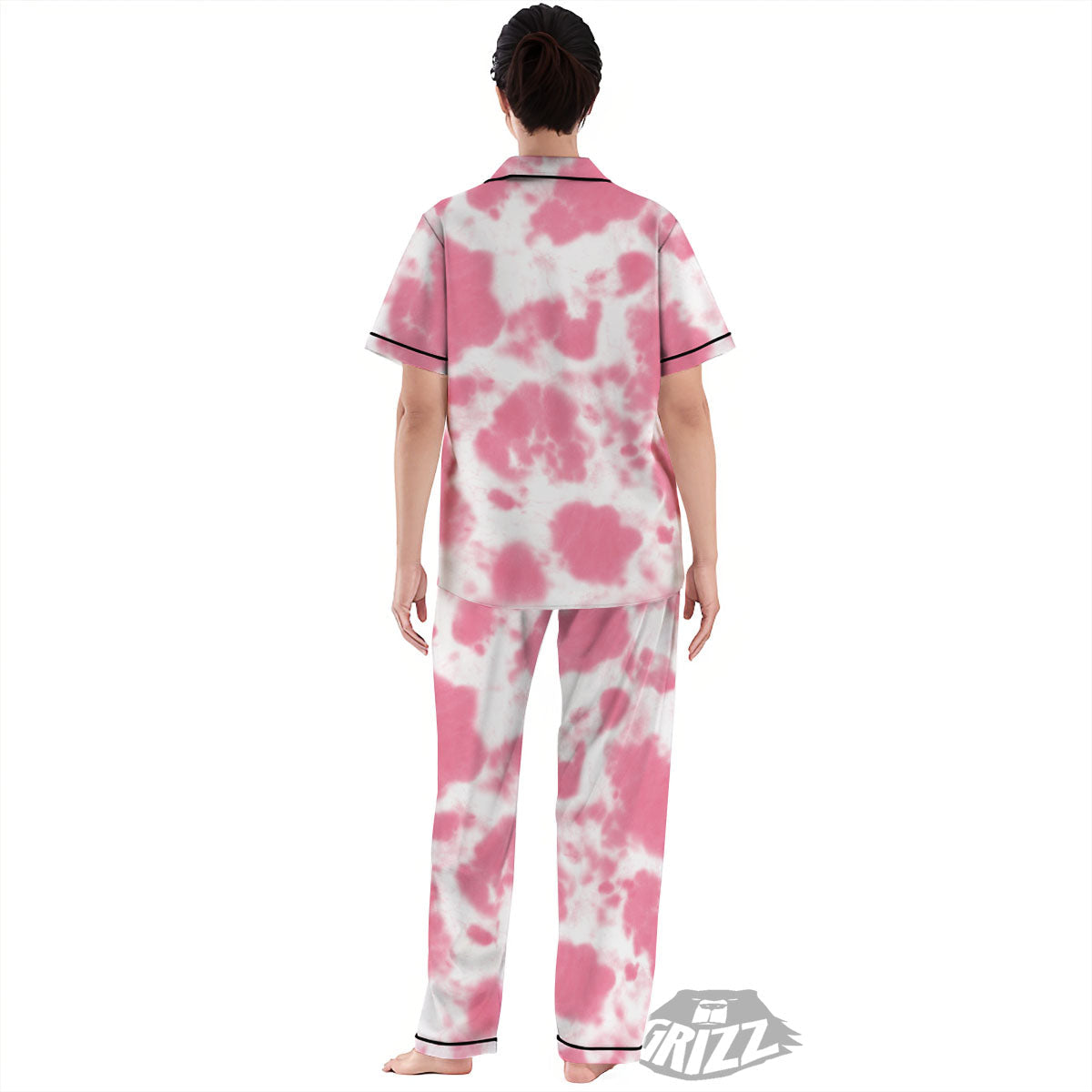 Pink Pastel And White Cow Print Women's Pajamas Set-grizzshop