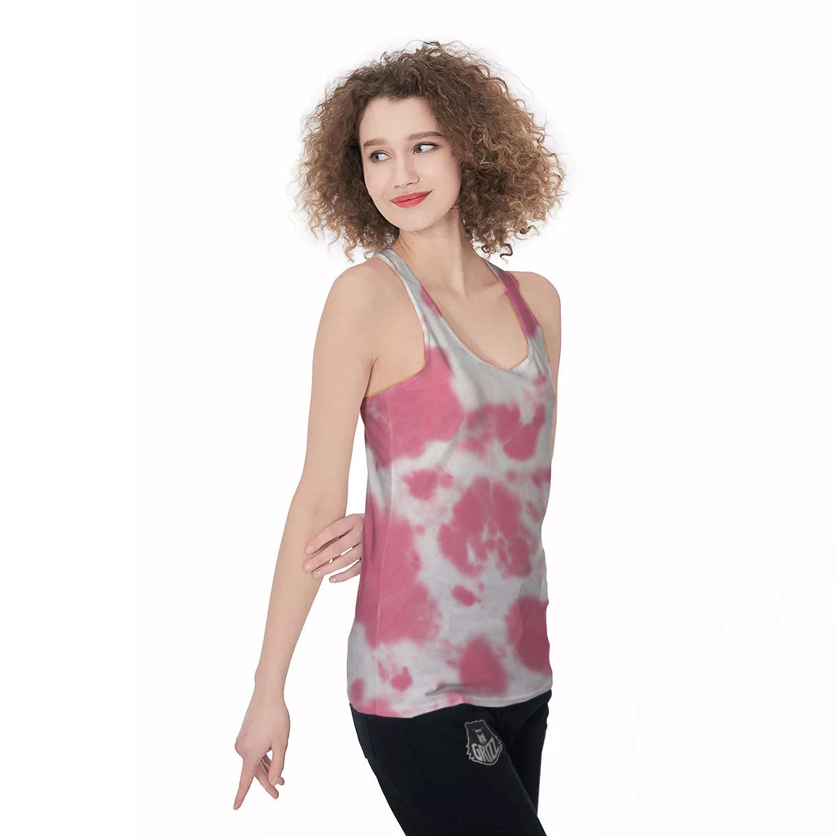 Pink Pastel And White Cow Print Women's Racerback Tank Top-grizzshop