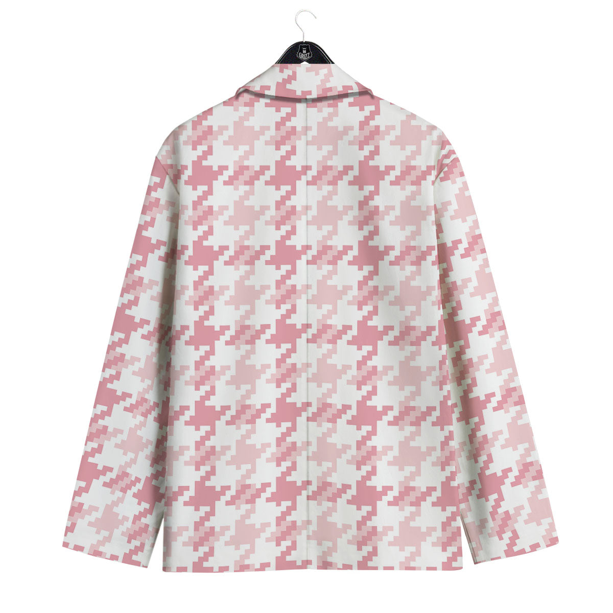 Pink Pastel And White Houndstooth Print Men's Sport Coat-grizzshop