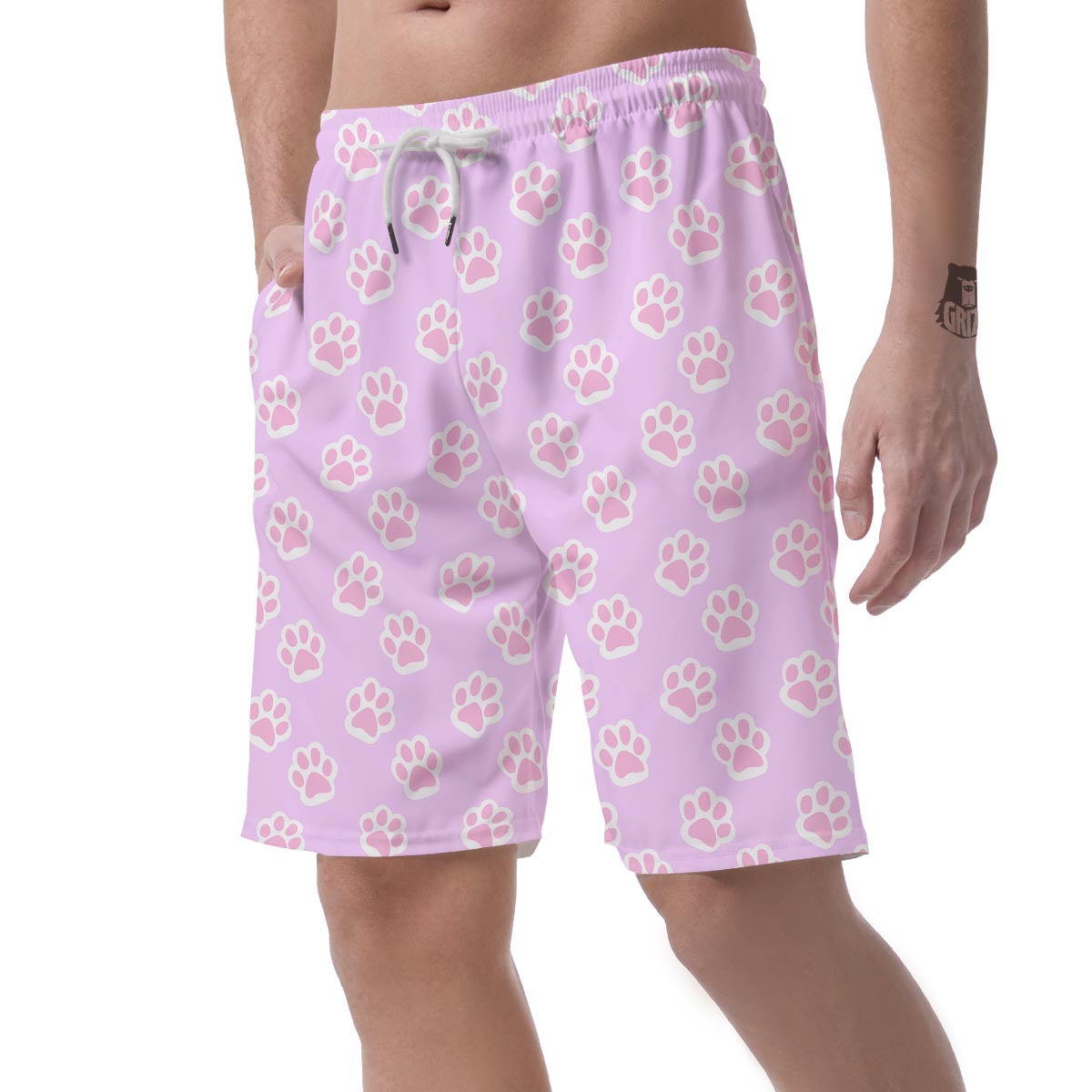 Pink Pastel Paw Men's Shorts-grizzshop