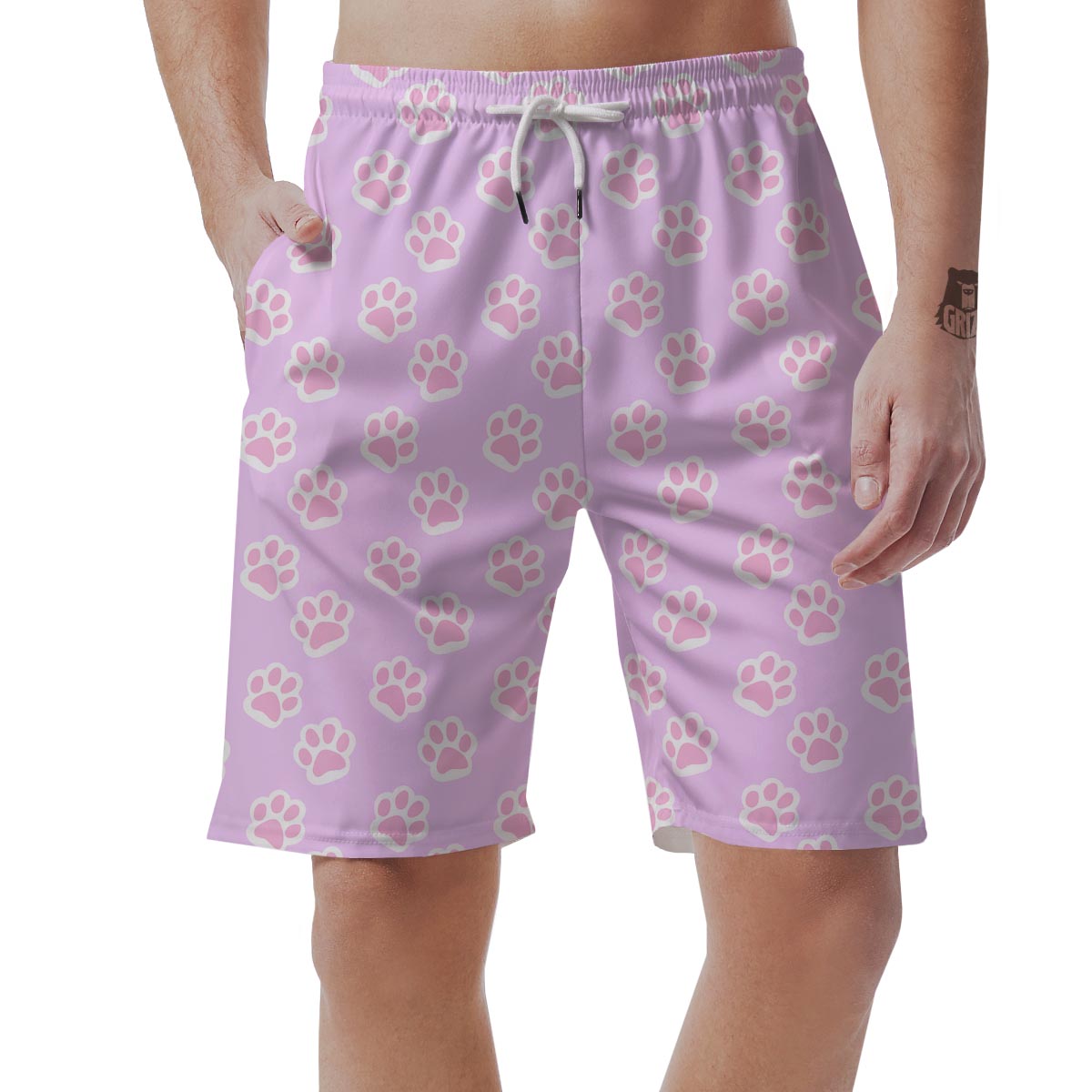 Pink Pastel Paw Men's Shorts-grizzshop