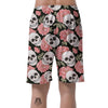 Pink Peony Skull Men's Shorts-grizzshop