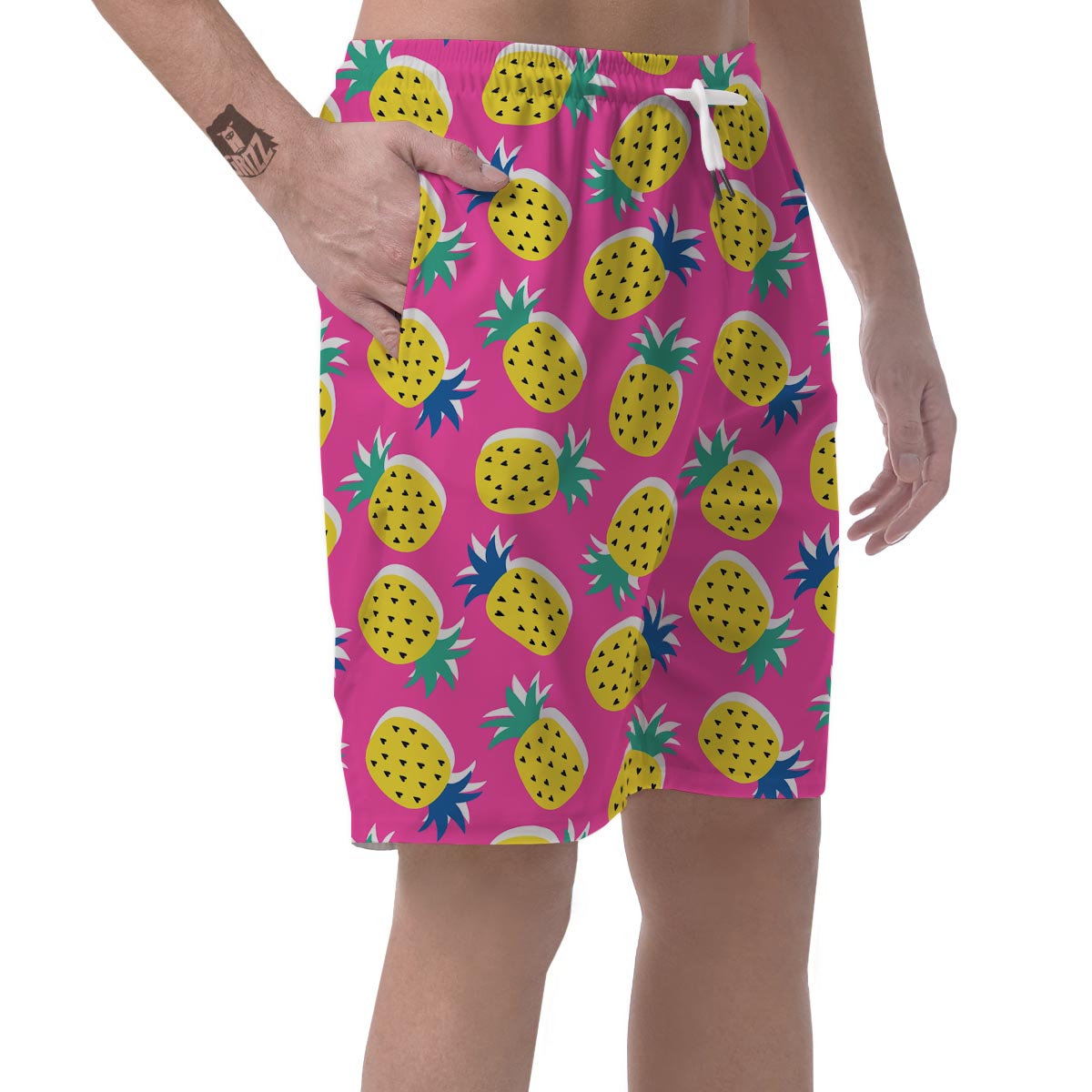 Pink Pineapple Print Men's Shorts-grizzshop