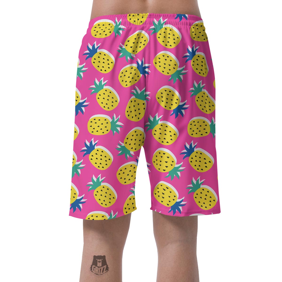 Pink Pineapple Print Men's Shorts-grizzshop