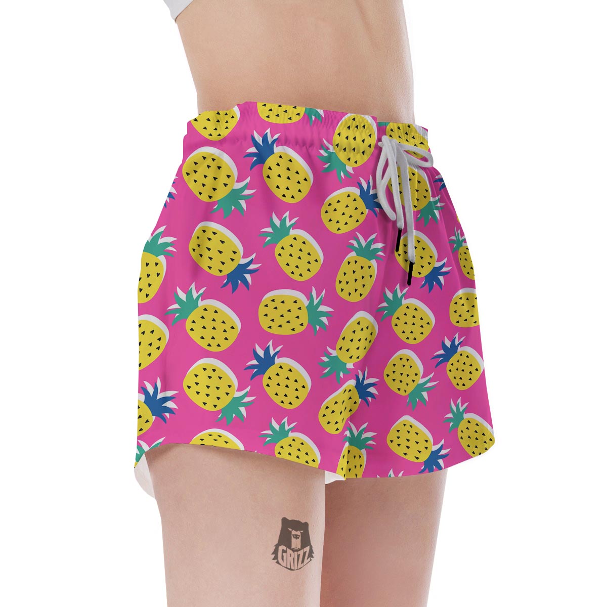 Pink Pineapple Print Women's Shorts-grizzshop