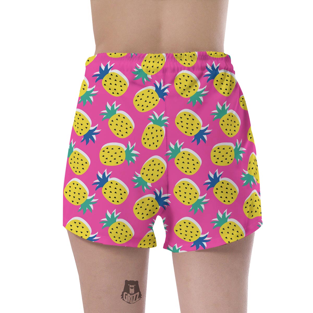 Pink Pineapple Print Women's Shorts-grizzshop