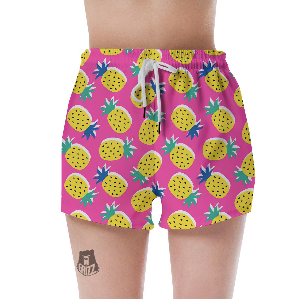 Pink Pineapple Print Women's Shorts-grizzshop