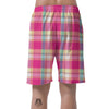 Pink Plaid Tartan Print Men's Shorts-grizzshop