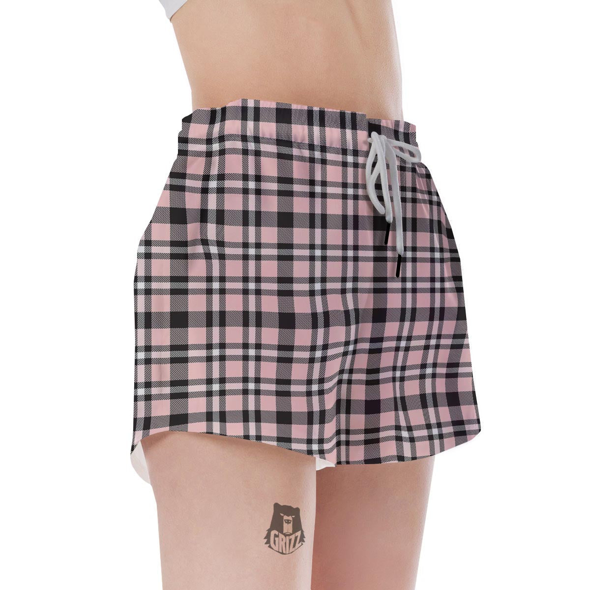 Pink Plaid Tartan Women's Shorts-grizzshop