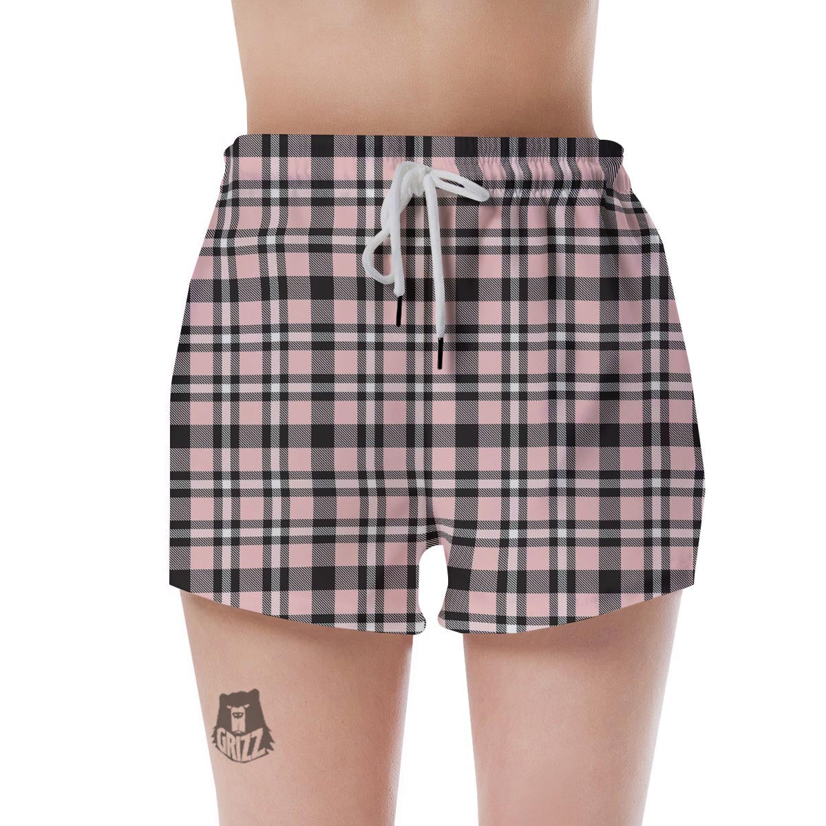 Pink Plaid Tartan Women's Shorts-grizzshop