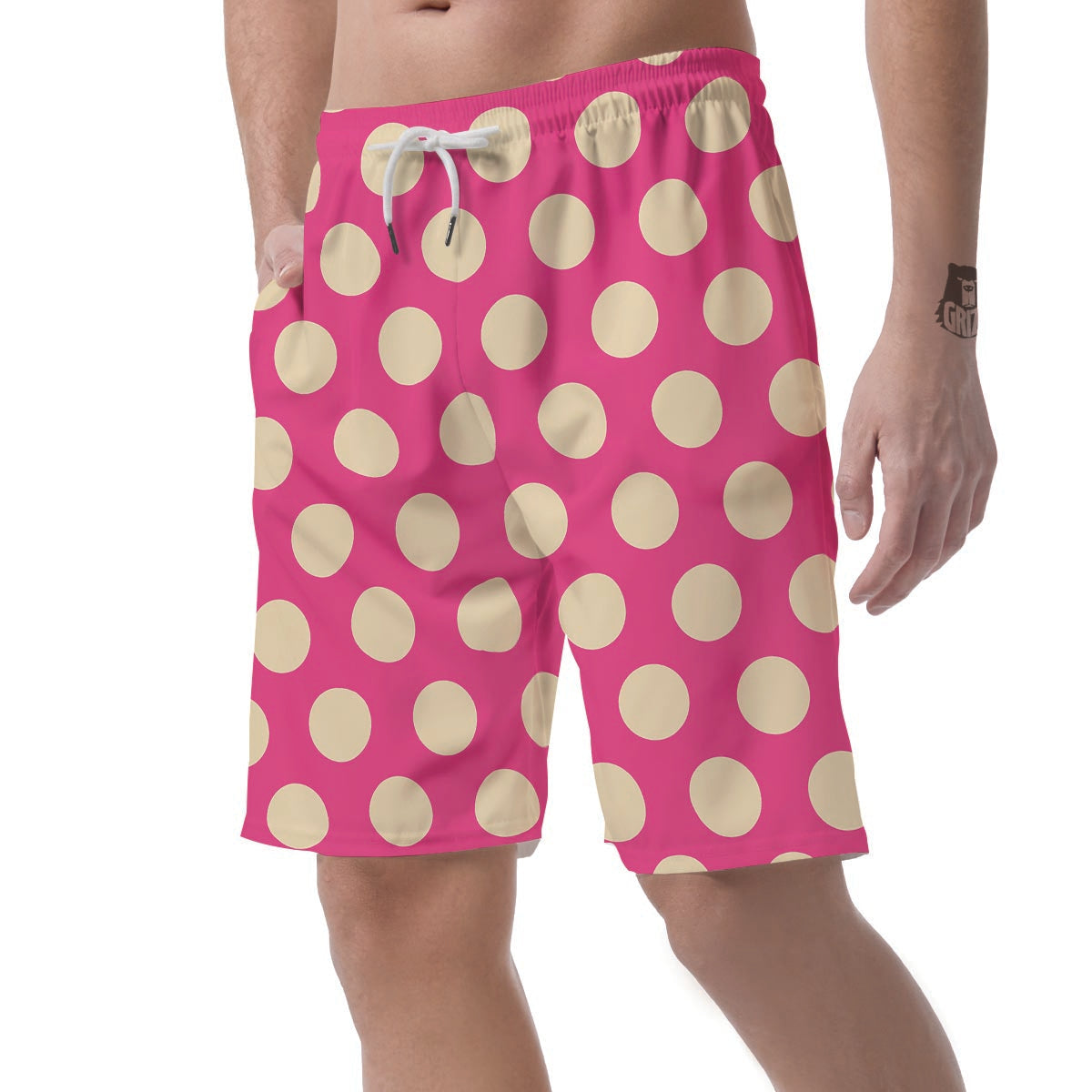 Pink Polka Dot Men's Shorts-grizzshop