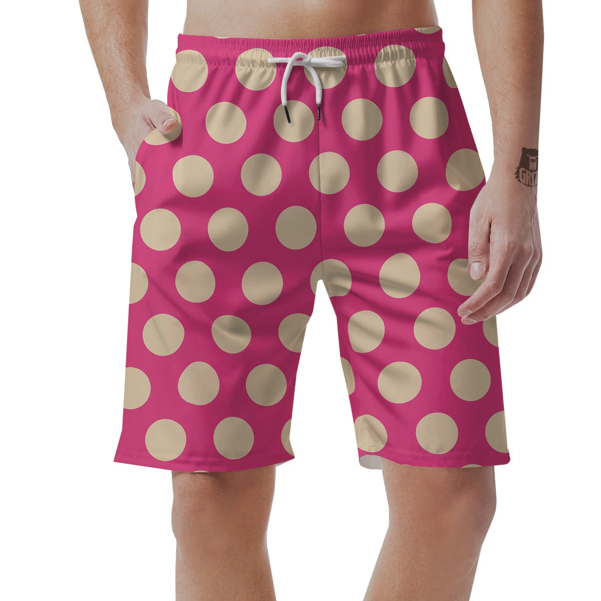 Pink Polka Dot Men's Shorts-grizzshop