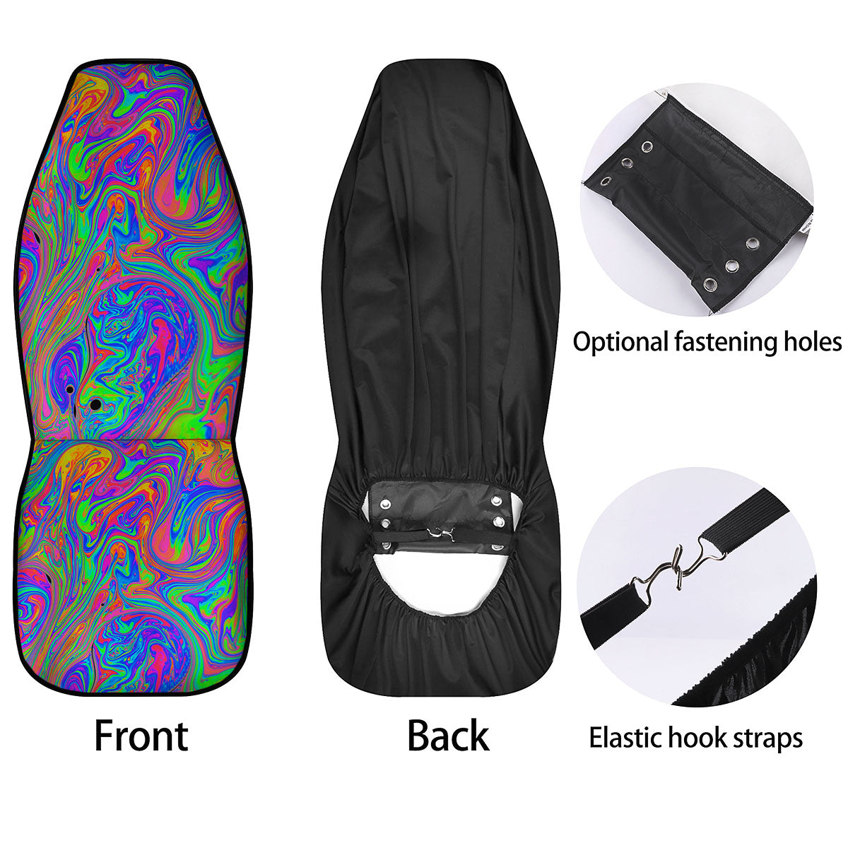 Pink Psychedelic Trippy Neon Green Print Car Seat Covers-grizzshop
