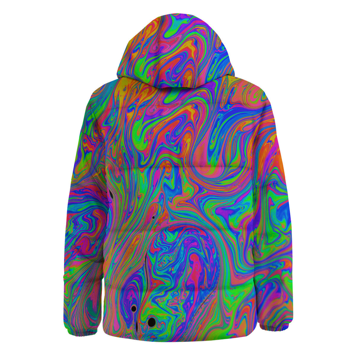 Pink Psychedelic Trippy Neon Green Print Down Jacket-grizzshop