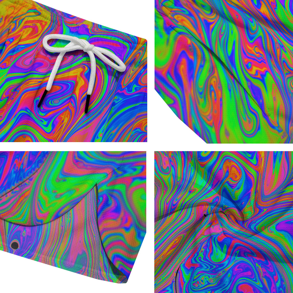 Pink Psychedelic Trippy Neon Green Print Men's Running Shorts-grizzshop