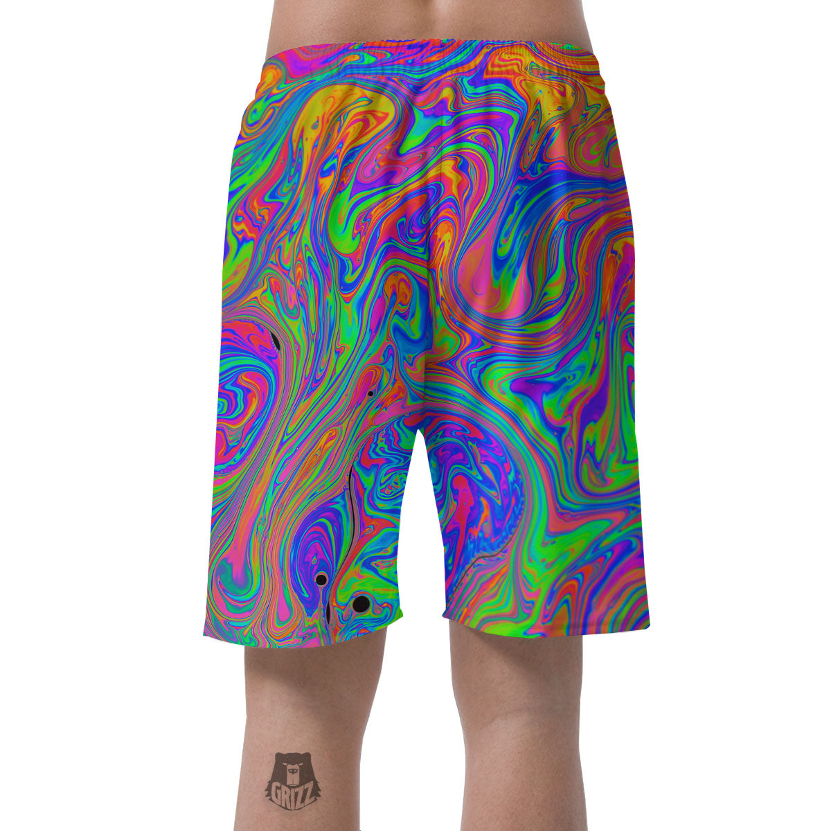 Pink Psychedelic Trippy Neon Green Print Men's Shorts-grizzshop
