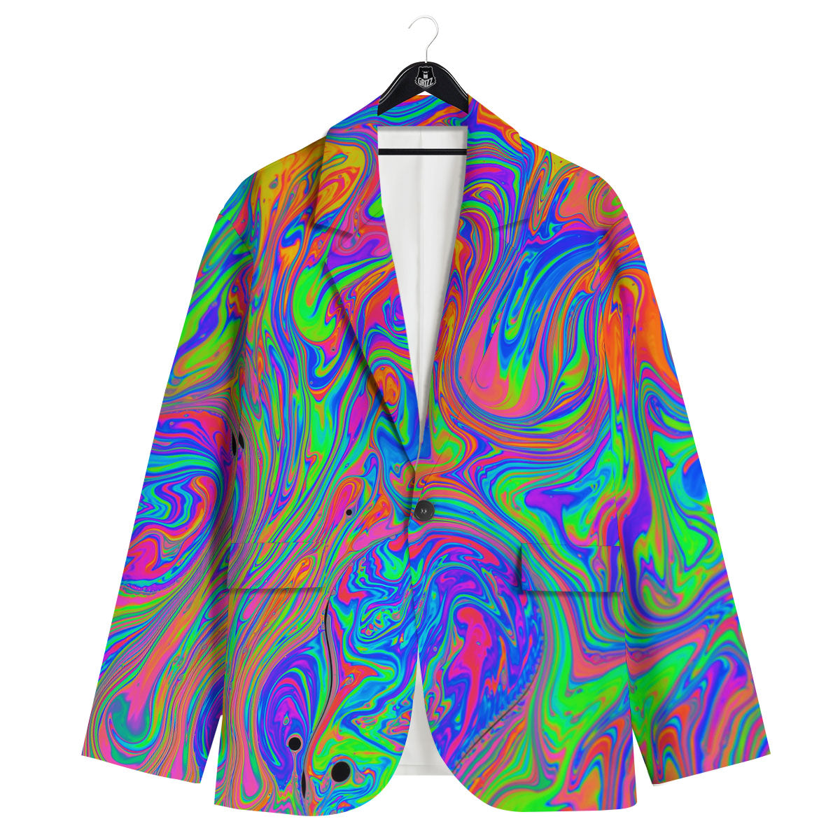 Pink Psychedelic Trippy Neon Green Print Men's Sport Coat-grizzshop