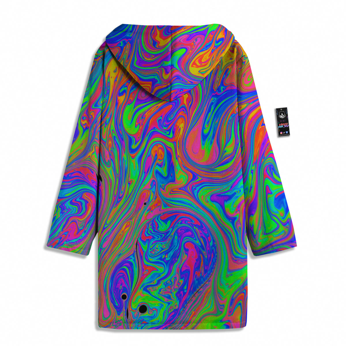 Pink Psychedelic Trippy Neon Green Print Men's Windbreaker Jacket-grizzshop