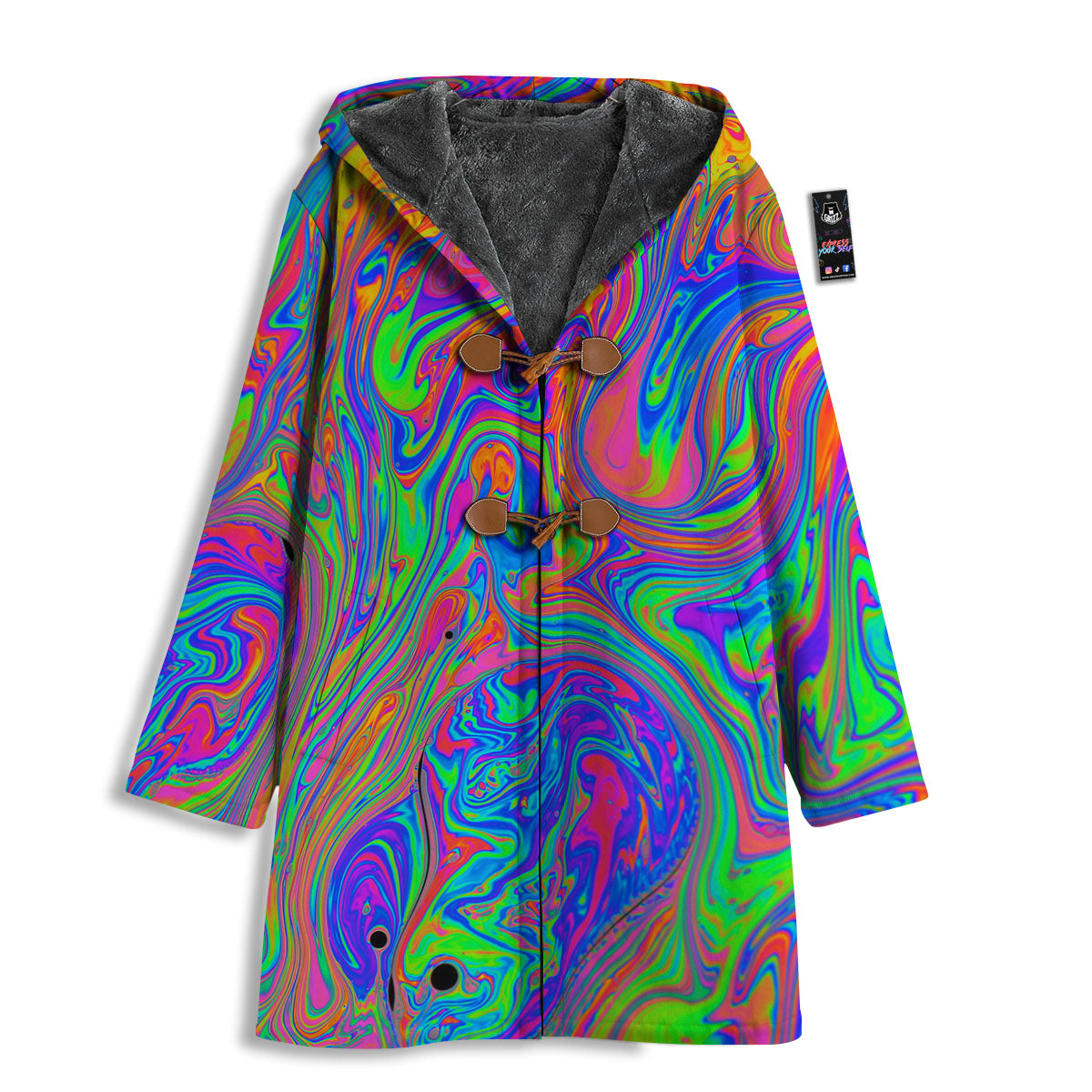 Pink Psychedelic Trippy Neon Green Print Men's Windbreaker Jacket-grizzshop