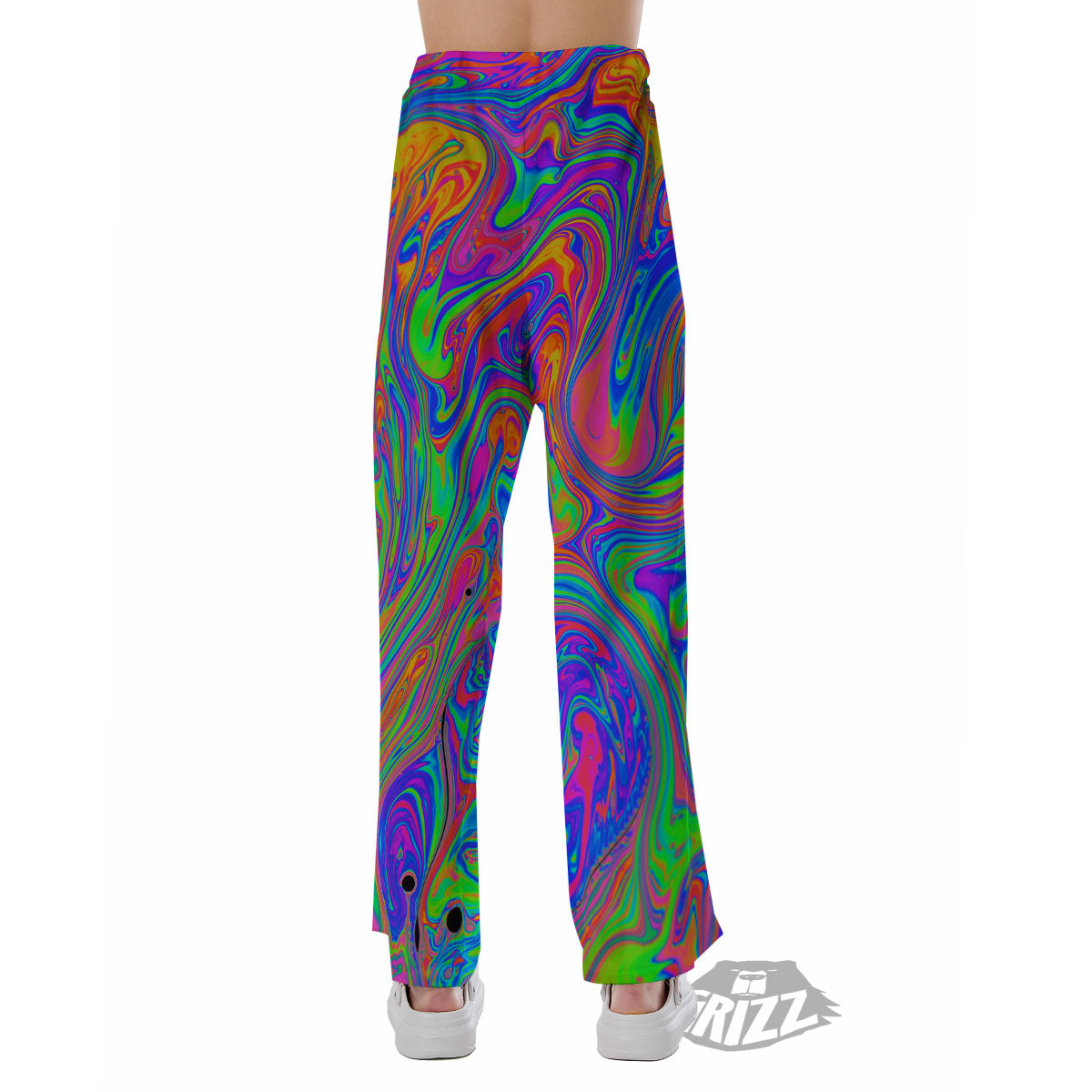 Pink Psychedelic Trippy Neon Green Print Pajama Pants-grizzshop
