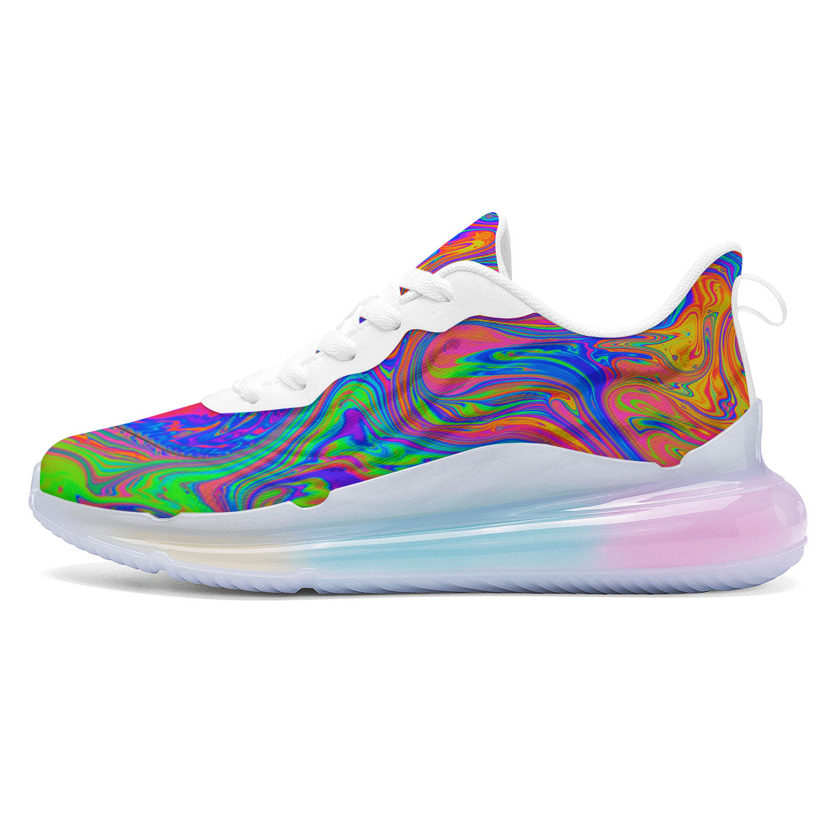 Pink Psychedelic Trippy Neon Green Print Running Sneakers-grizzshop