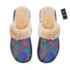 Pink Psychedelic Trippy Neon Green Print Slippers-grizzshop