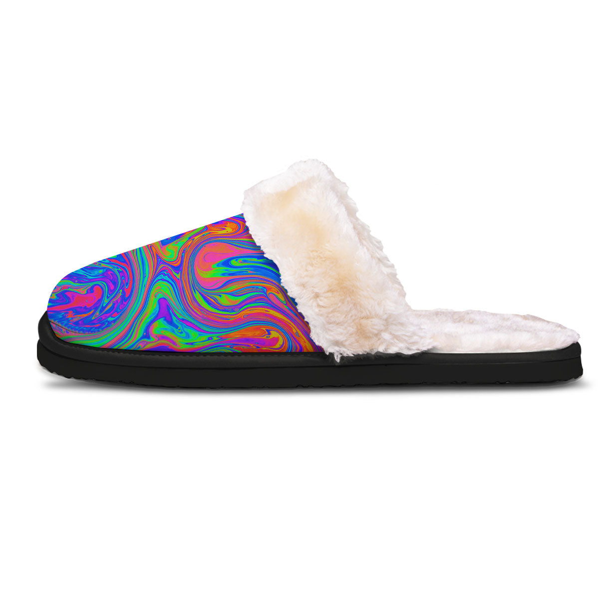 Pink Psychedelic Trippy Neon Green Print Slippers-grizzshop