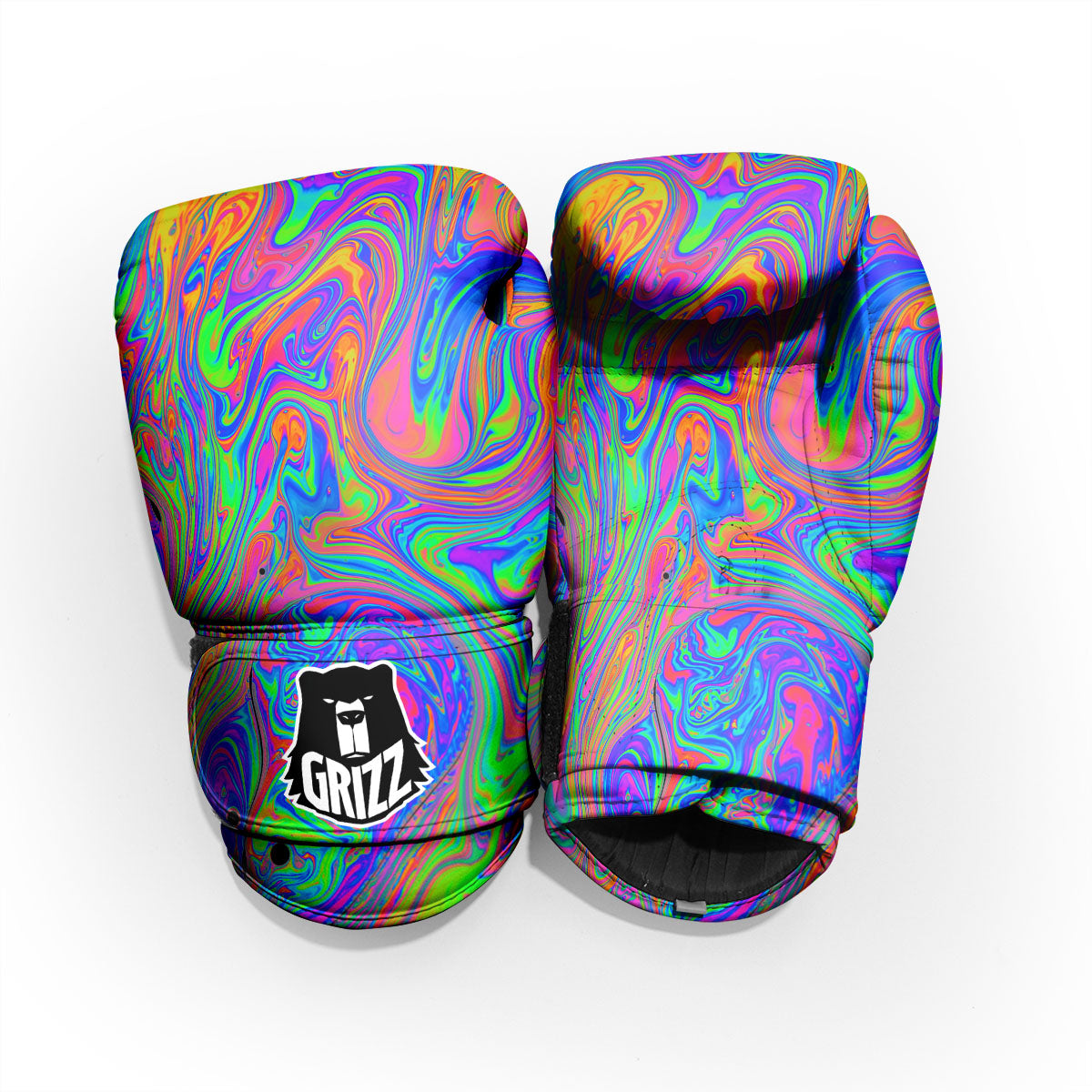 Pink Psychedelic Trippy Neon Green Print Pro Boxing Glove