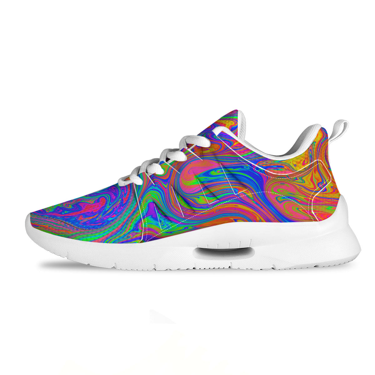 Pink Psychedelic Trippy Neon Green Print Tennis Shoes-grizzshop
