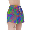 Pink Psychedelic Trippy Neon Green Print Women's Shorts-grizzshop