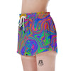 Pink Psychedelic Trippy Neon Green Print Women's Shorts-grizzshop