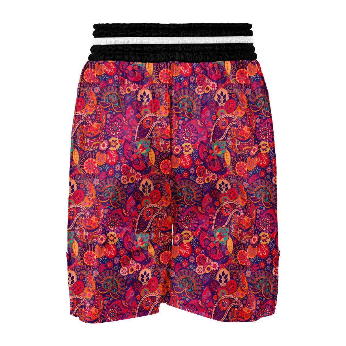 Pink Purple Paisley Boxing Shorts-grizzshop