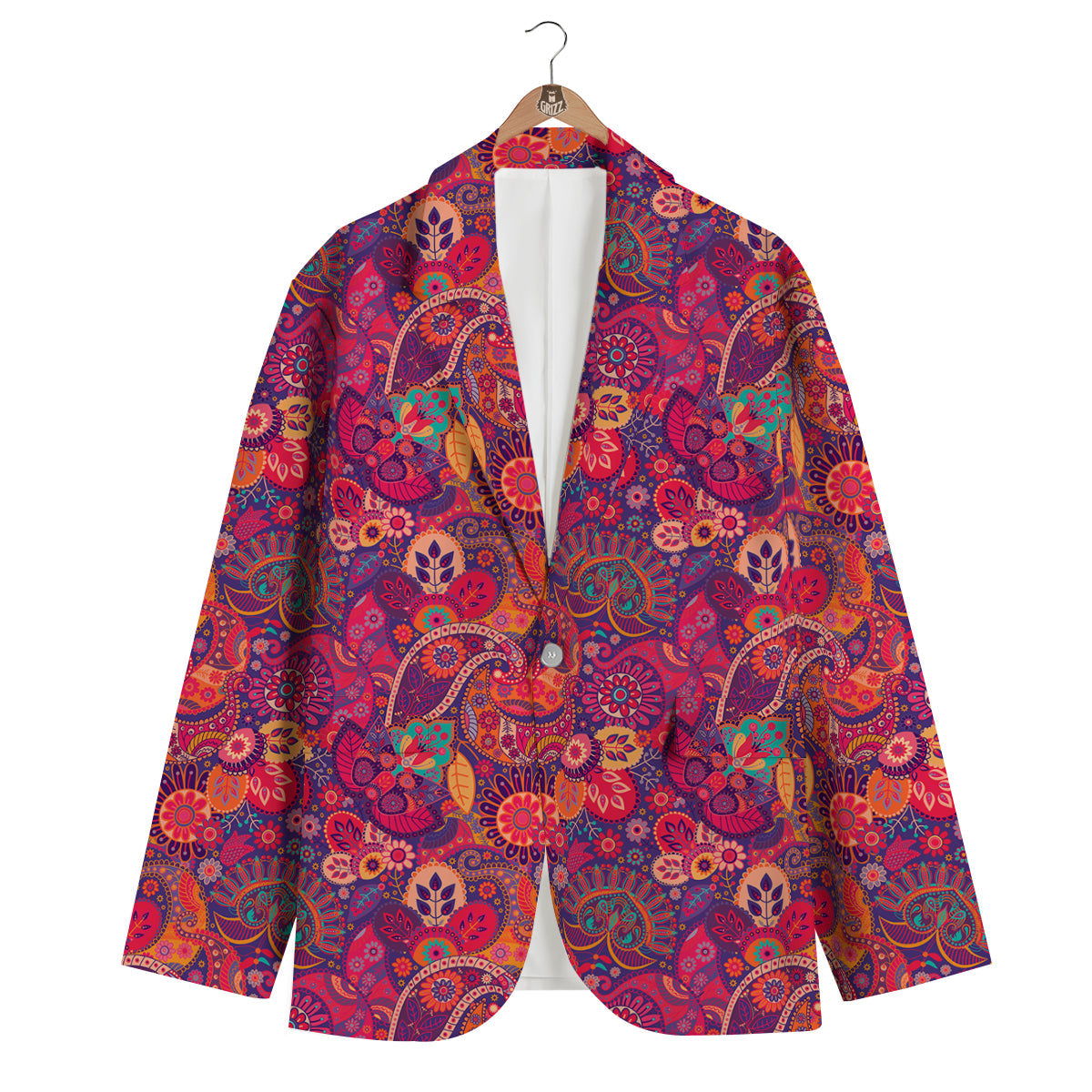 Pink Purple Paisley Men's Blazer-grizzshop