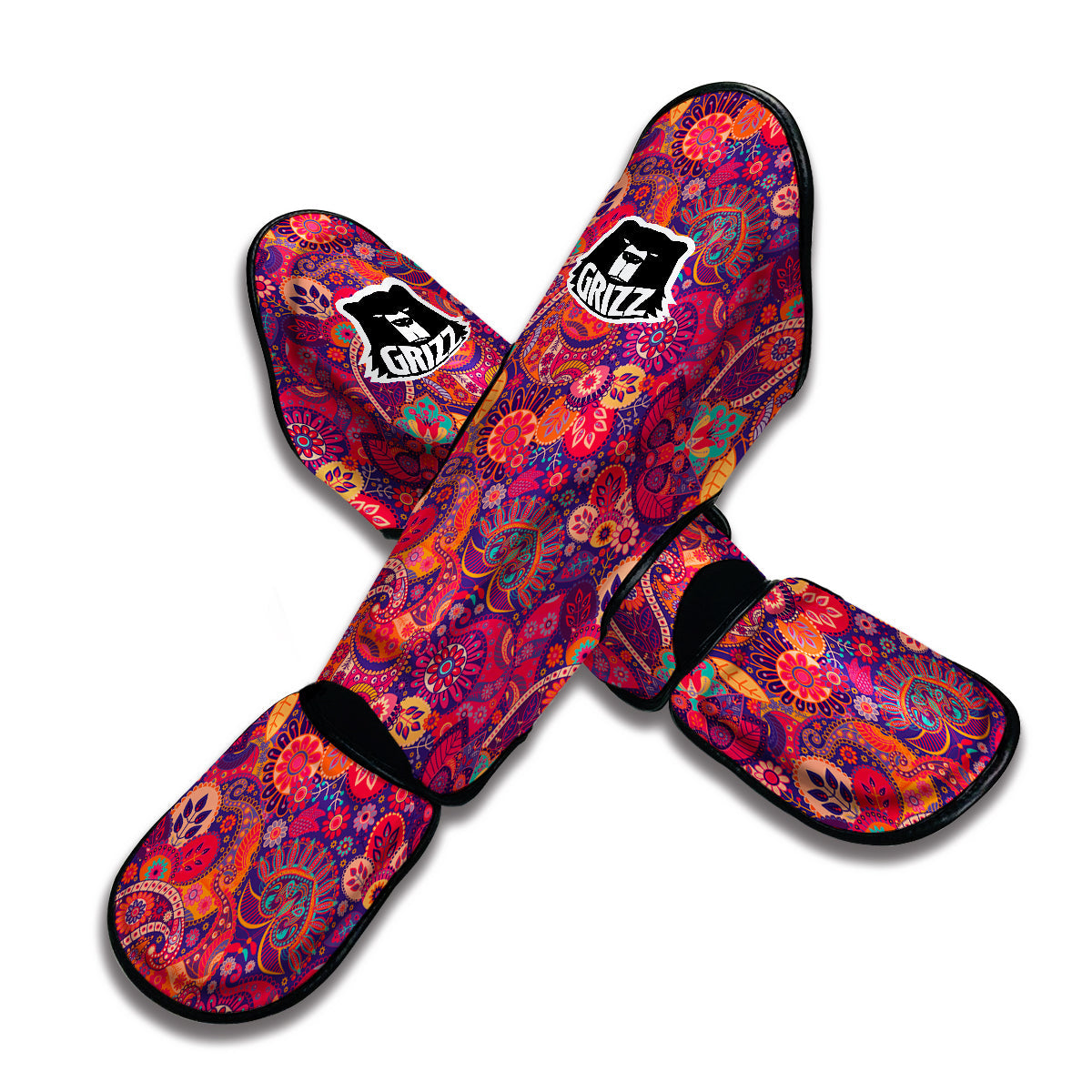 Pink Purple Paisley Muay Thai Shin Guards-grizzshop