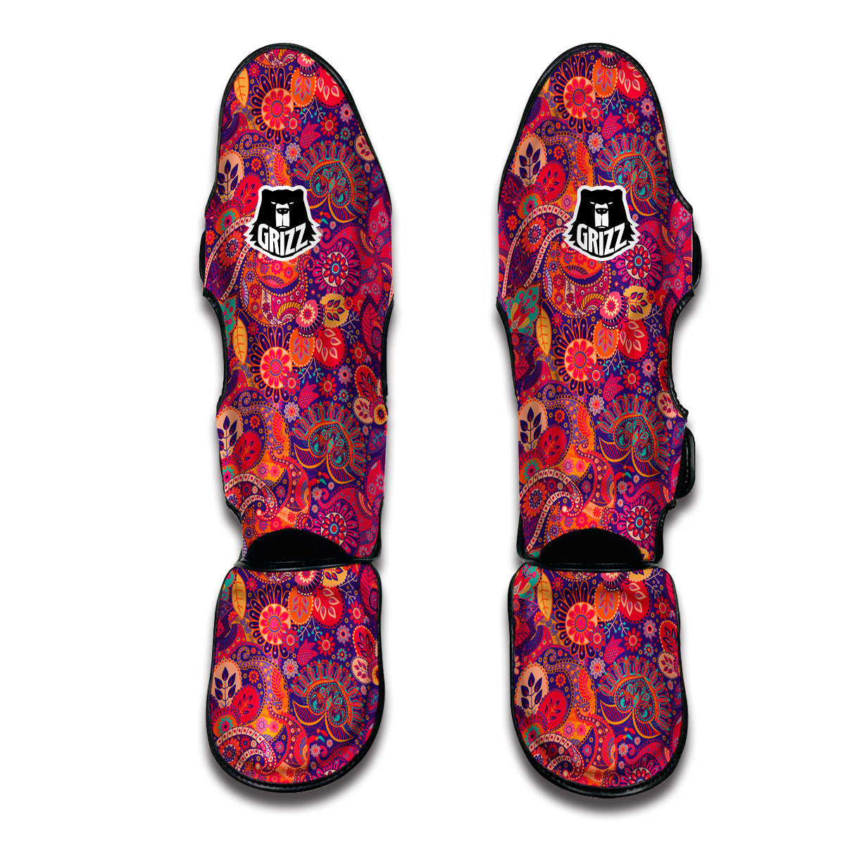 Pink Purple Paisley Muay Thai Shin Guards-grizzshop