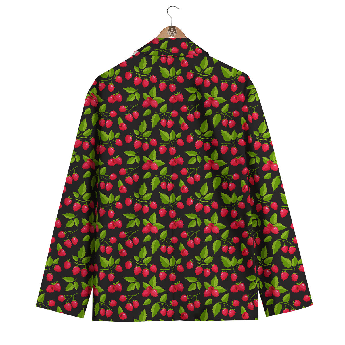 Pink Raspberry With Leaf Print Pattern Men's Blazer-grizzshop