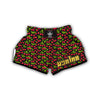 Pink Raspberry With Leaf Print Pattern Muay Thai Boxing Shorts-grizzshop