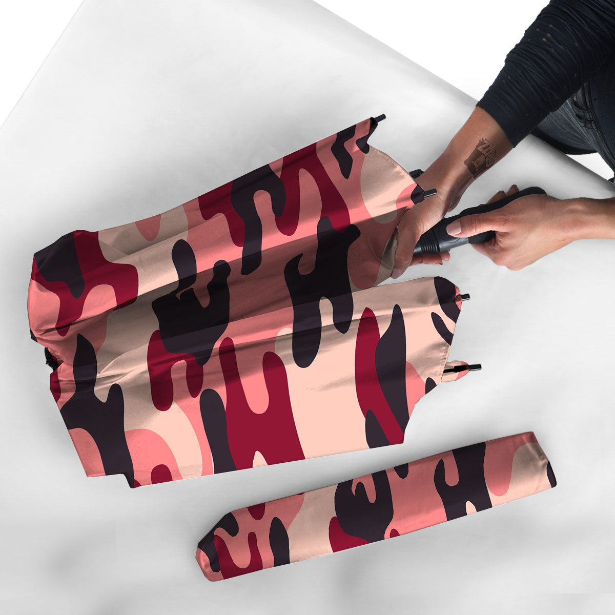 Pink Red And Black Camouflage Print Umbrella-grizzshop