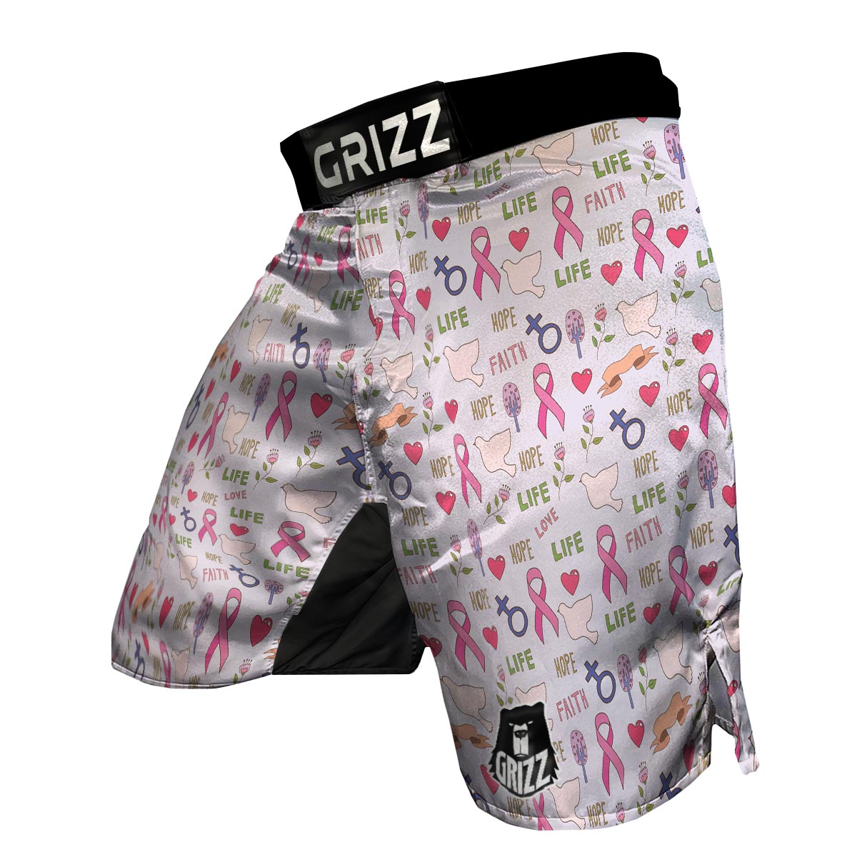 Pink Ribbon Breast Cancer Awareness Pattern Print MMA Shorts-grizzshop