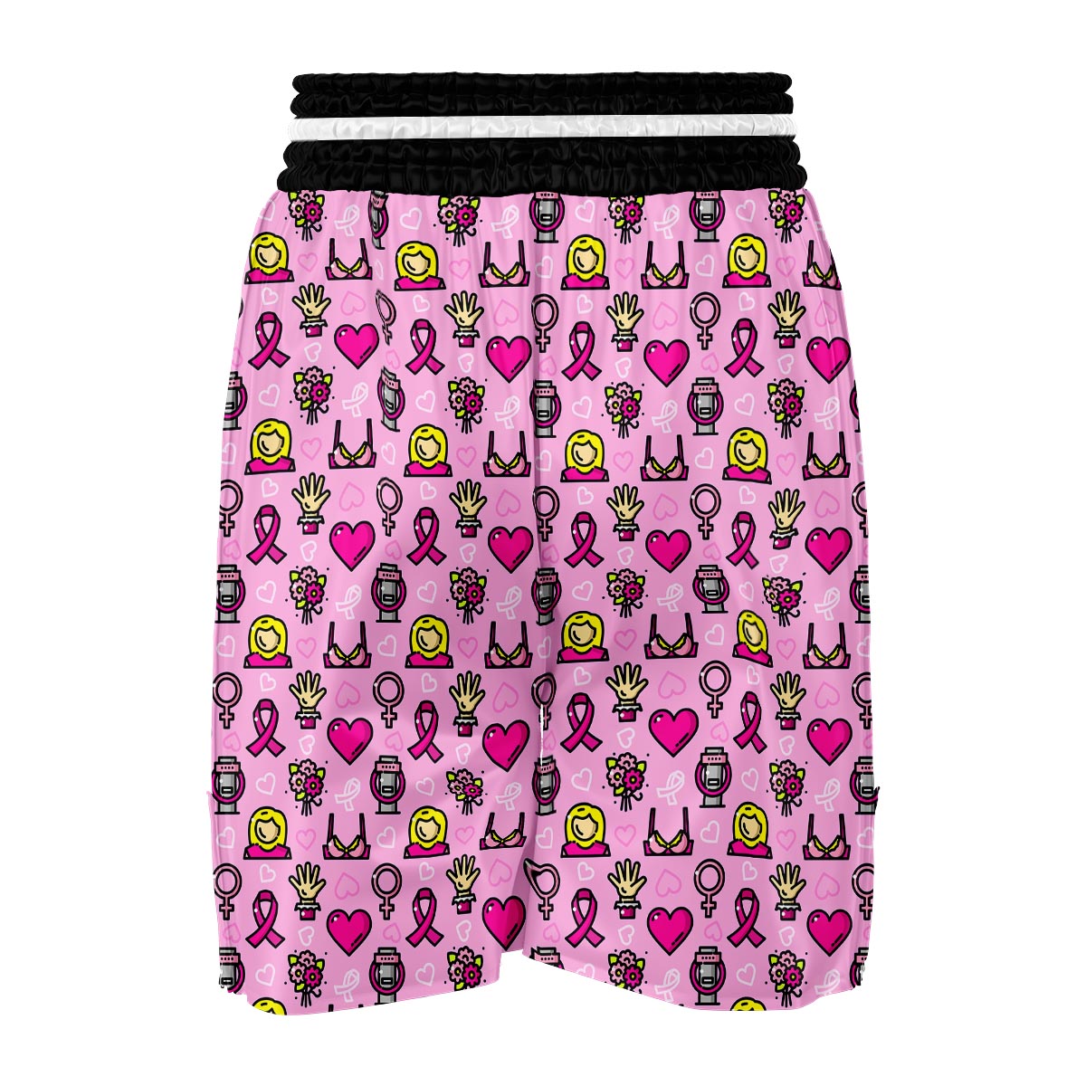 Pink Ribbon Breast Cancer Awareness Print Pattern Boxing Shorts-grizzshop